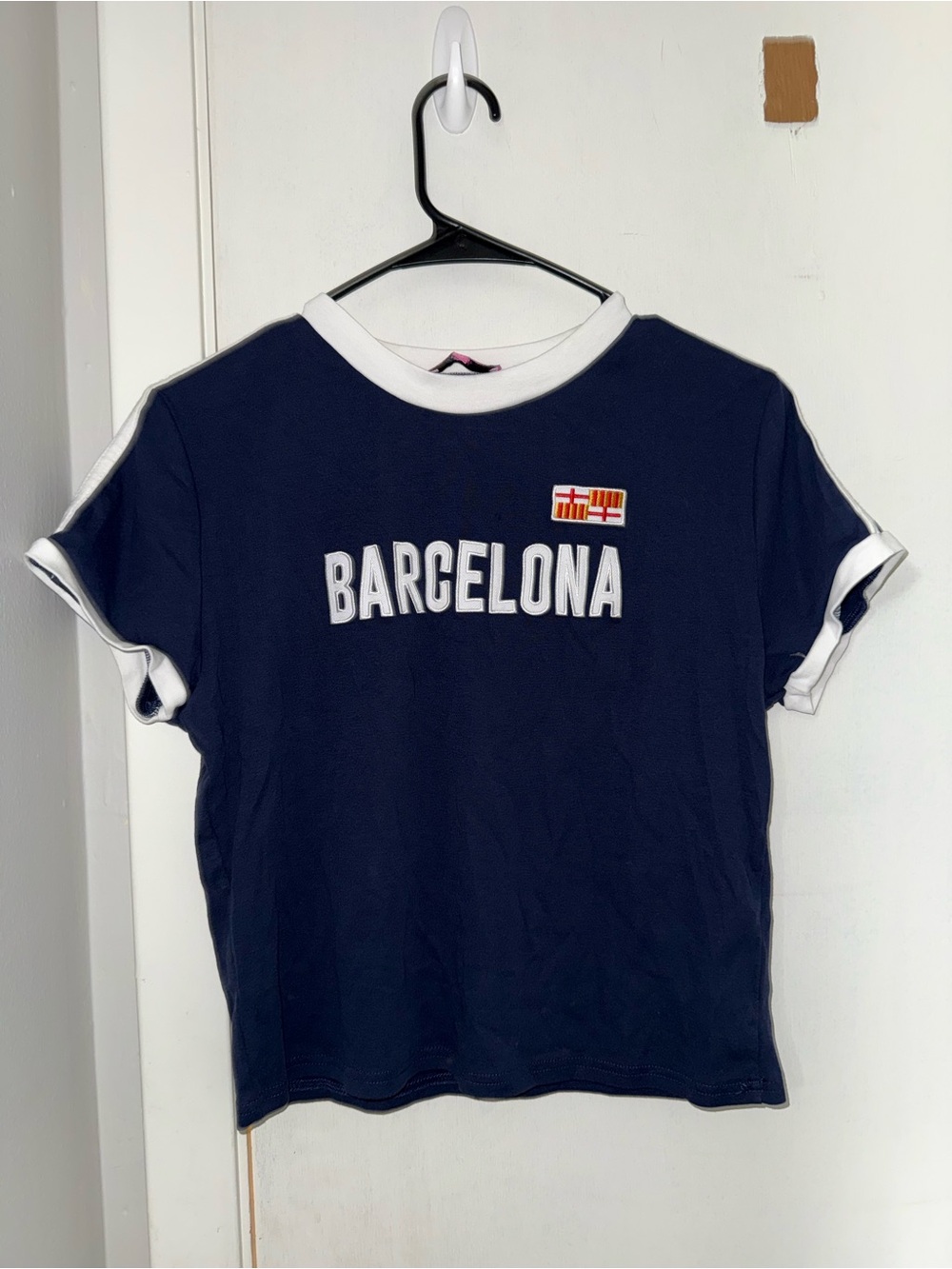 Edikted Navy and White Barcelona Ringer Tee